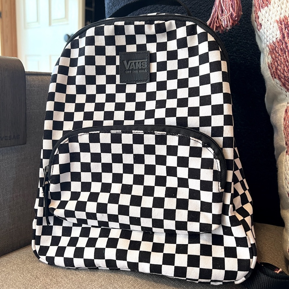 Vans Black and White Checkered Canvas Backpack